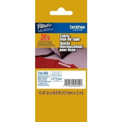 Brother 1/2" Navy Blue On White Fabric Iron-On Tape (9.8'/3 TZE-FA3