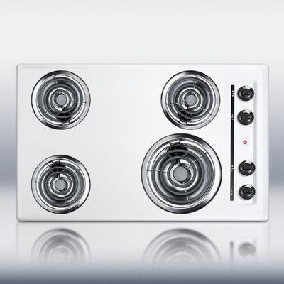 Summit Appliance 30 in. Coil Electric Cooktop in White with 4 Elements WEL05