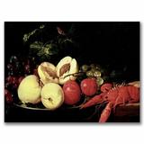 Trademark Fine Art "Still Life of Fruit w/ a Lobster" by Jan Davidsz. de Heem Painting Print on Wrapped Canvas in White/Black | Wayfair