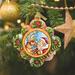 G Debrekht Treasured Memories Santa w/ Reindeer Ornament Plastic in Blue/Brown/Green | 3 H x 3.5 W x 1.5 D in | Wayfair 6102542