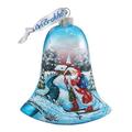 G Debrekht Holiday Splendor Santa on Ski Bell Holiday Shaped Ornament Glass in Blue/Green/Red | 3.5 H x 3 W x 3 D in | Wayfair 73342