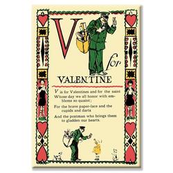 Buyenlarge 'V for Valentine' by Tony Sargge Vintage Advertisement on Wrapped Canvas in Black/Green/Red | 24 H x 16 W x 1.5 D in | Wayfair