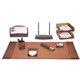 Dacasso Crocodile Embossed 10 Piece Desk Set Leather in Brown | Wayfair D2020