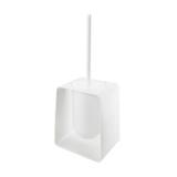 Gedy by Nameeks Zenith 13.5in. H Free Standing Toilet Brush & Holder Wood/Glass/Plastic/Metal in White | 13.5 H x 5.12 W x 4.72 D in | Wayfair