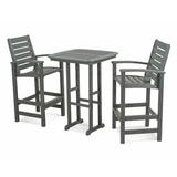POLYWOOD® Signature 3-Piece Bar Set Plastic in Gray | Outdoor Furniture | Wayfair PWS153-1-GY
