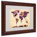 Trademark Fine Art "Watercolor Map 2" by Michael Thompsett Framed Graphic Art Canvas in Brown | 11 H x 14 W x 0.5 D in | Wayfair MT0196-W1114MF