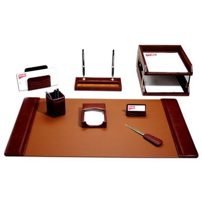 Dacasso 10 Piece Desk Set Leather in Brown | 34 W ...