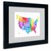 Trademark Fine Art "USA States Text Map 3" by Michael Thompsett Matted Framed Textual Art Canvas in White | 11 H x 14 W x 0.5 D in | Wayfair