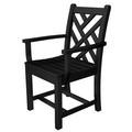 POLYWOOD® Chippendale Dining Outdoor Arm Chair Plastic/Resin in Black | 34.75 H x 22.5 W x 21.75 D in | Wayfair CDD200BL