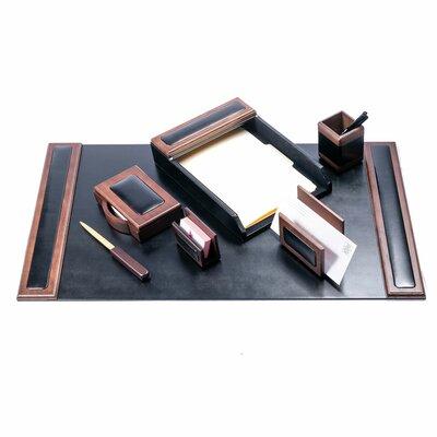 Dacasso 7 Piece Desk Set Leather in Brown | 34 W i...