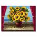 Trademark Fine Art "Sunflowers by the Window" by Antonio Painting Print on Canvas in Blue/Red/Yellow | 18 H x 24 W x 2 D in | Wayfair