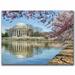 Trademark Fine Art 'Jefferson Memorial' by CATeyes Framed Photographic Print on Wrapped Canvas in Blue/Pink | 18 H x 24 W x 2 D in | Wayfair