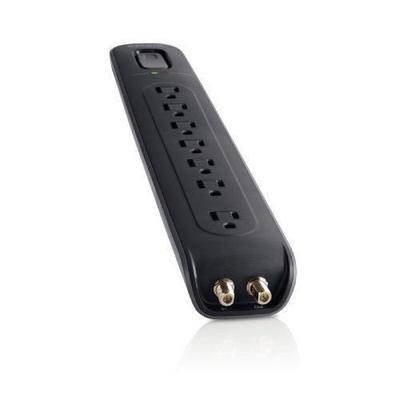 Belkin BV107030-04-BLK 7 Outlet Surge Protector with 4 feet Power Cord with Coaxial Protection (Blac