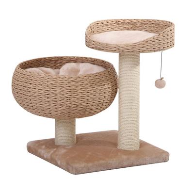 PetPals Group Cozy Eco-Friendly Handwoven Cat Tree with Sisal Scratching Post, 23" H, 15.4 LBS, Tan / Khaki