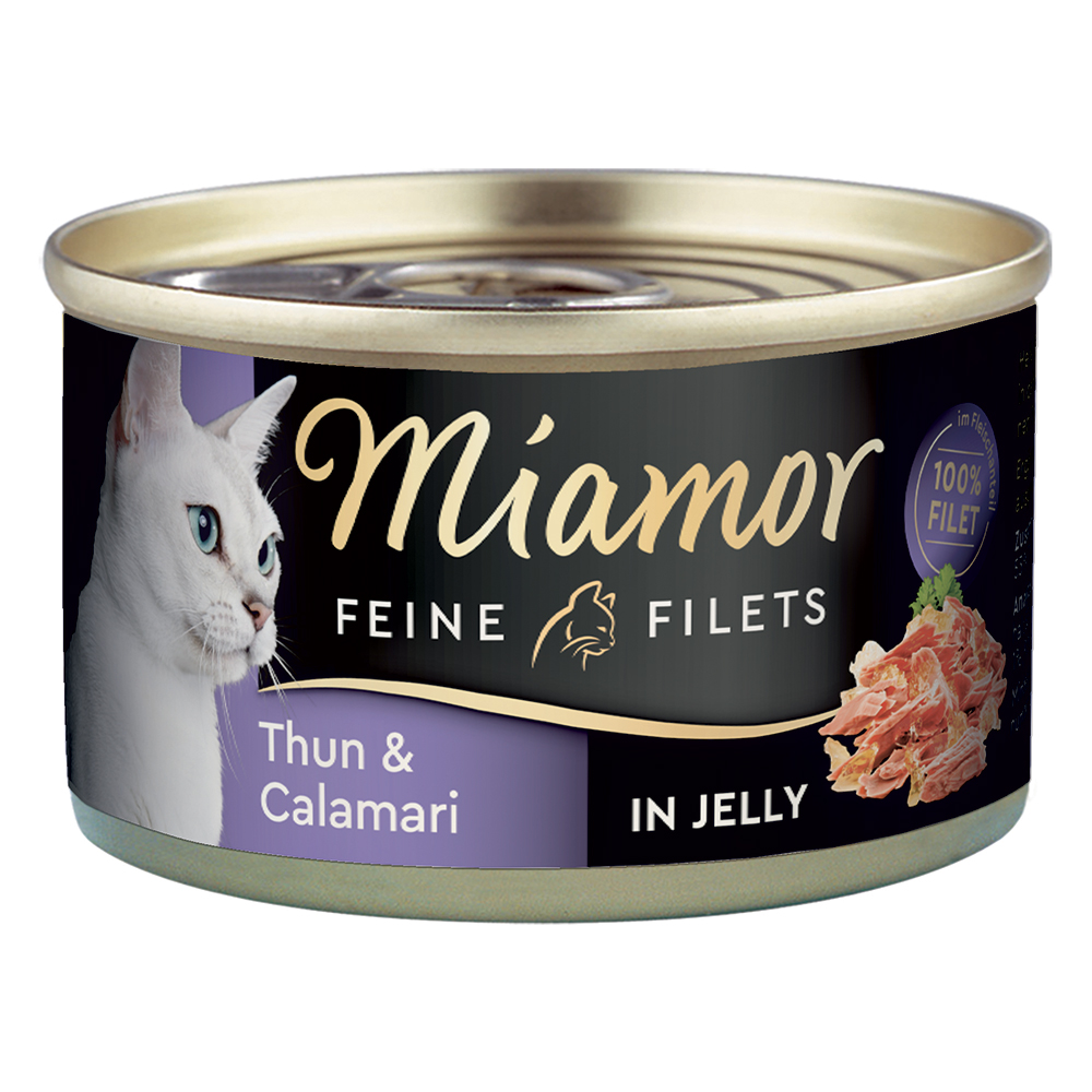 Miamor Delicato Filetto in Gelatina - lattine 24 x 100 g - Tonno chiaro & Calamari