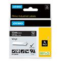 DYMO Rhino-Industrie-Vinyletiketten | 12 mm x 5,5 m | weiß auf schwarz | selbstklebendes Schriftband | für DYMO Rhino und LabelManager Beschriftungsgerät