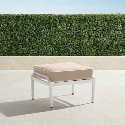 Grayson Ottoman with Cushion in White Aluminum - Standard, Sand with Natural Piping - Frontgate