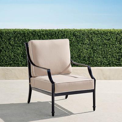 Grayson Lounge Chair with Cushions in Black Aluminum - Standard, Sand with Natural Piping - Frontgate