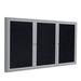 Ghent 3 Door Enclosed Recycled Rubber Bulletin Board w/ Satin Frame Vinyl/Metal in Gray | 48 H x 2.25 D in | Wayfair PA34896TR-BK
