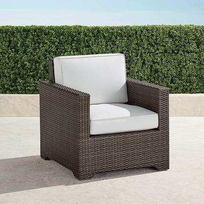 Small Palermo Lounge Chair with Cushions in Bronze Wicker - Standard, Snow with Logic Bone Piping - Frontgate