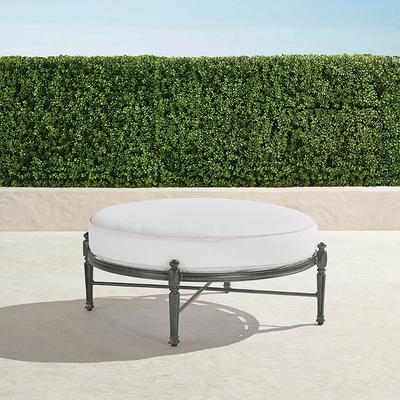 Carlisle Round Ottoman with Cushion in Slate Aluminum - Standard, Rain Sand - Frontgate