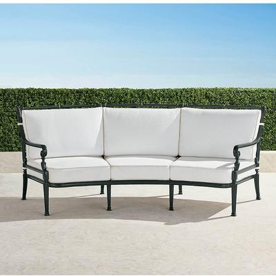 Carlisle Curved Sofa with Cushions in Onyx Aluminum - Standard, Rain Cobalt - Frontgate