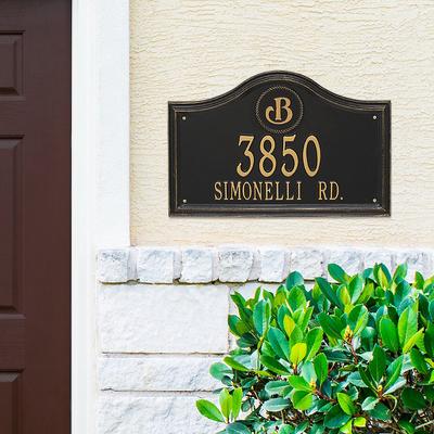 Designer Arch Wall Address Plaque - Bronze/Gold Plaque with Monogram, Standard, 2 Lines - Frontgate