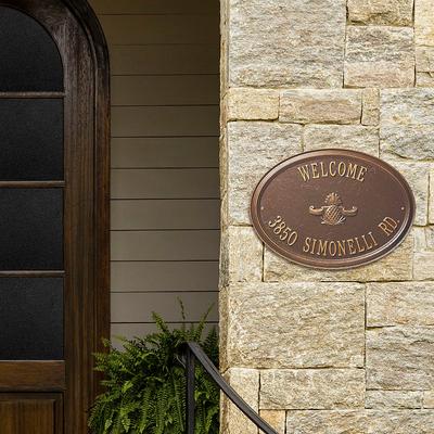 Designer Oval Wall Address Plaque - Bronze/Gold Plaque with Medallion, Standard, 2 Lines - Frontgate