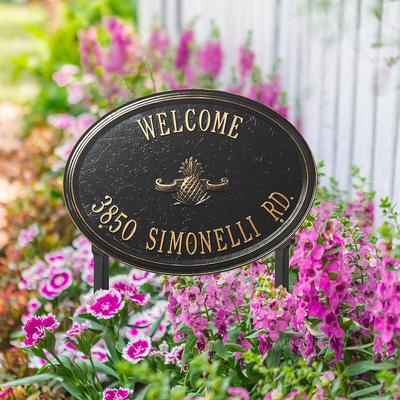 Designer Oval Lawn Address Plaque - Bronze/Verdigris Plaque with Shell, Standard, 1 Line - Frontgate