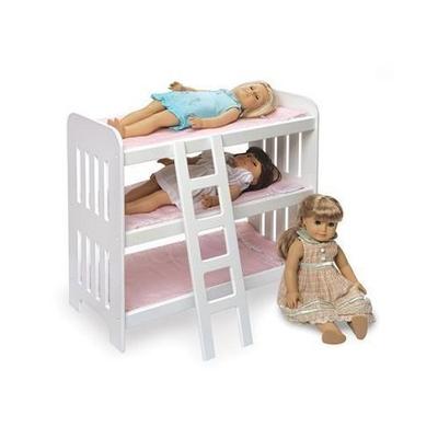 Badger Basket Triple Doll Bunk Bed with Ladder and Pink Gingham Mats (fits American Girl Dolls)