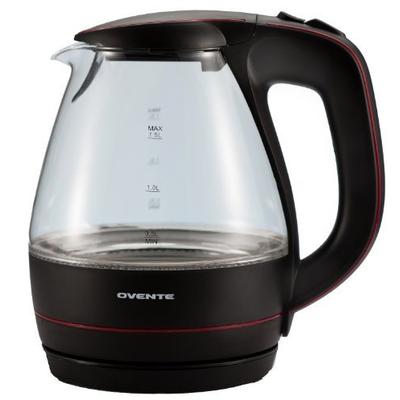 Ovente 1100W 1.5L Glass Electric Kettle With Non-Slip 360-Degree Swivel Power Base (KG83B) - Black