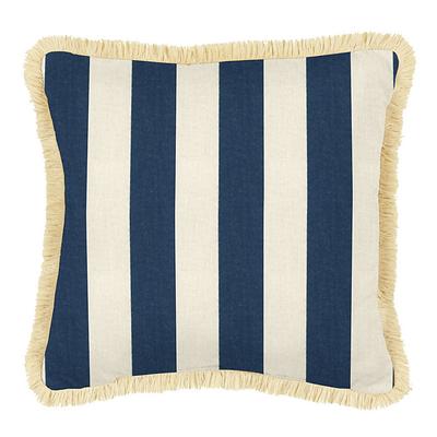 Fringed Pillow - 20 inch square - Canopy Stripe Kiwi/Sand Sunbrella, Sand - Ballard Designs