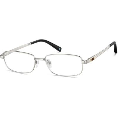 Zenni Men's Lightweight Rectangle Glasses Silver Titanium Full Rim Frame