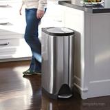 simplehuman Butterfly Lid Kitchen Step Trash Can, Brushed Stainless Steel in Gray | 25.9842 H x 10.3937 W x 23.307 D in | Wayfair cw1824
