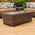 Birch Lane™ Deshawn Glass Side Table Glass/Wicker/Rattan in Brown | 24 H x 24 W x 23.5 D in | Outdoor Furniture | Wayfair