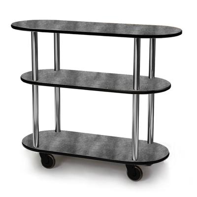 Geneva 36200-07 Oval 3 Shelf Laminate Table Side Service Cart with Pewter Brush Finish - 16" x 42 3/8" x 35 1/4"