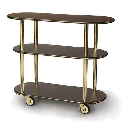 Geneva 36200-11 Oval 3 Shelf Laminate Table Side Service Cart with Mahogany Finish - 16" x 42 3/8" x 35 1/4"