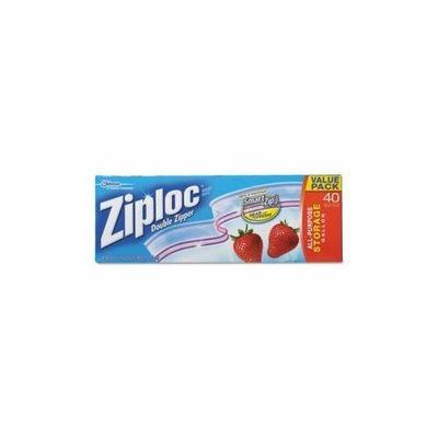 Ziploc Double Zipper Storage Bags, Plastic, 1 gal, 1,75 mil, Clear, 40/Box