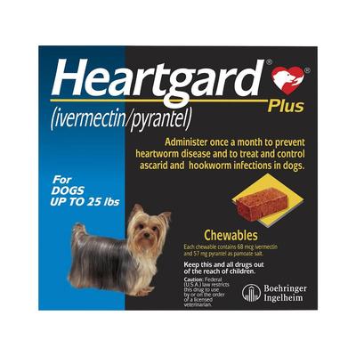 Heartgard Plus Chewables Small Dogs Up To 25lbs (Blue) 12 Doses