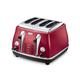 De'Longhi Icona Micalite CTOM4003R 4-Slice Toaster - Red