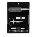 ZWILLING Twinox Maniküre Set 5-tlg. Nagel-Set 5-tlg. Etui Pediküre Pflege Hände Füße Reise Mann Frau Spazzolatoleder schwarz Nagelschere Hautschere Pinzette Nagelfeile Doppelinstrument 97100-004-0