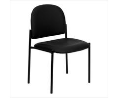 Black Vinyl Comfortable Stackable Steel Side Chair - BT-515-1-VINYL-GG