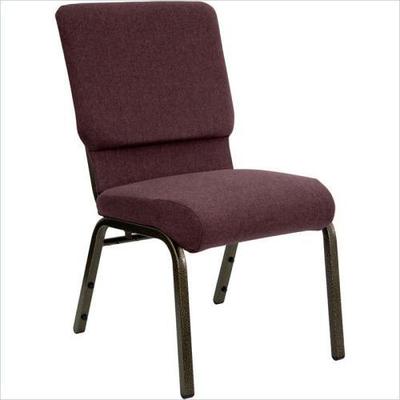 18.5''W Plum Fabric Stacking HERCULES Church Chair - Gold Vein Frame - FD-CH02185-GV-005-GG