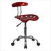 Vibrant Wine Red and Chrome Computer Task Chair with Tractor Seat - LF-214-WINERED-GG