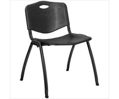 HERCULES 880 lb. Capacity Black Polypropylene Stack Chair - RUT-D01-BK-GG