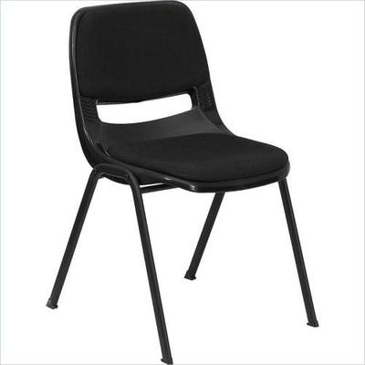 HERCULES 880 lb. Capacity Black Ergonomic Shell Stack Chair with Padded Seat and Back - RUT-EO1-01-P