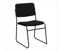 HERCULES 1500 lb. Capacity High Density Black Fabric Stacking Chair with Sled Base - XU-8700-BLK-B-3