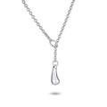 Minimalist Simple Teardrop Pear Shape Linear Lariat Tassel Y Slide Necklace Choker For Women Teen .925 Sterling Silver Adjustable