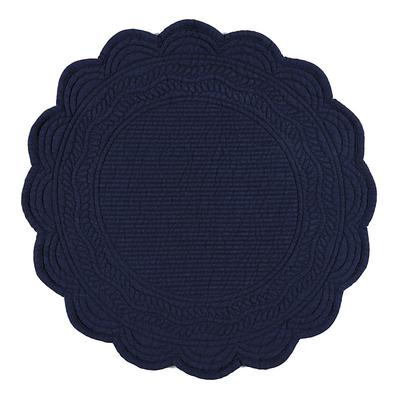 Set of 4 Marseille Linen Round Quilted Placemats - Navy - Ballard Designs