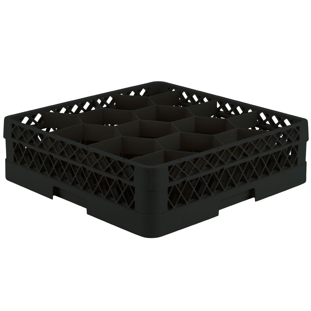 Vollrath TR18A Traex® Rack Max Full-Size Black 12-Compartment 4 13/16" Glass Rack with Open Rack Extender On Top